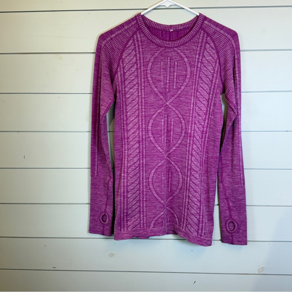 Lululemon‎ pink purple rest less long sleeve shirt women's size 4